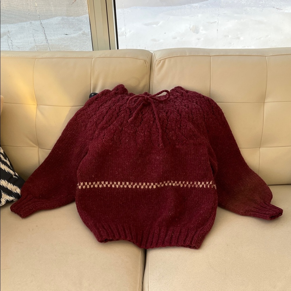 Handmade Wool Burgundy Sweater